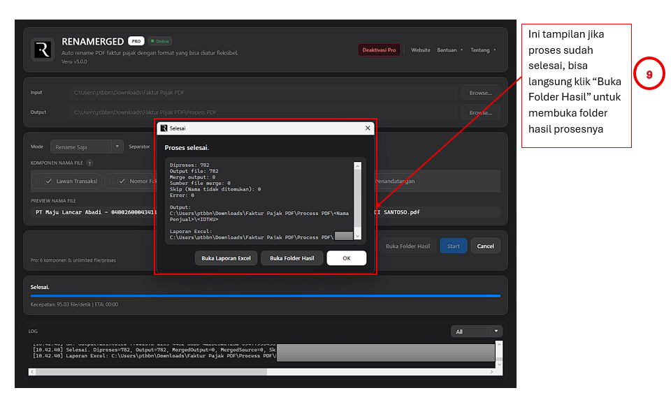 Tampilan saat Proses Selesai